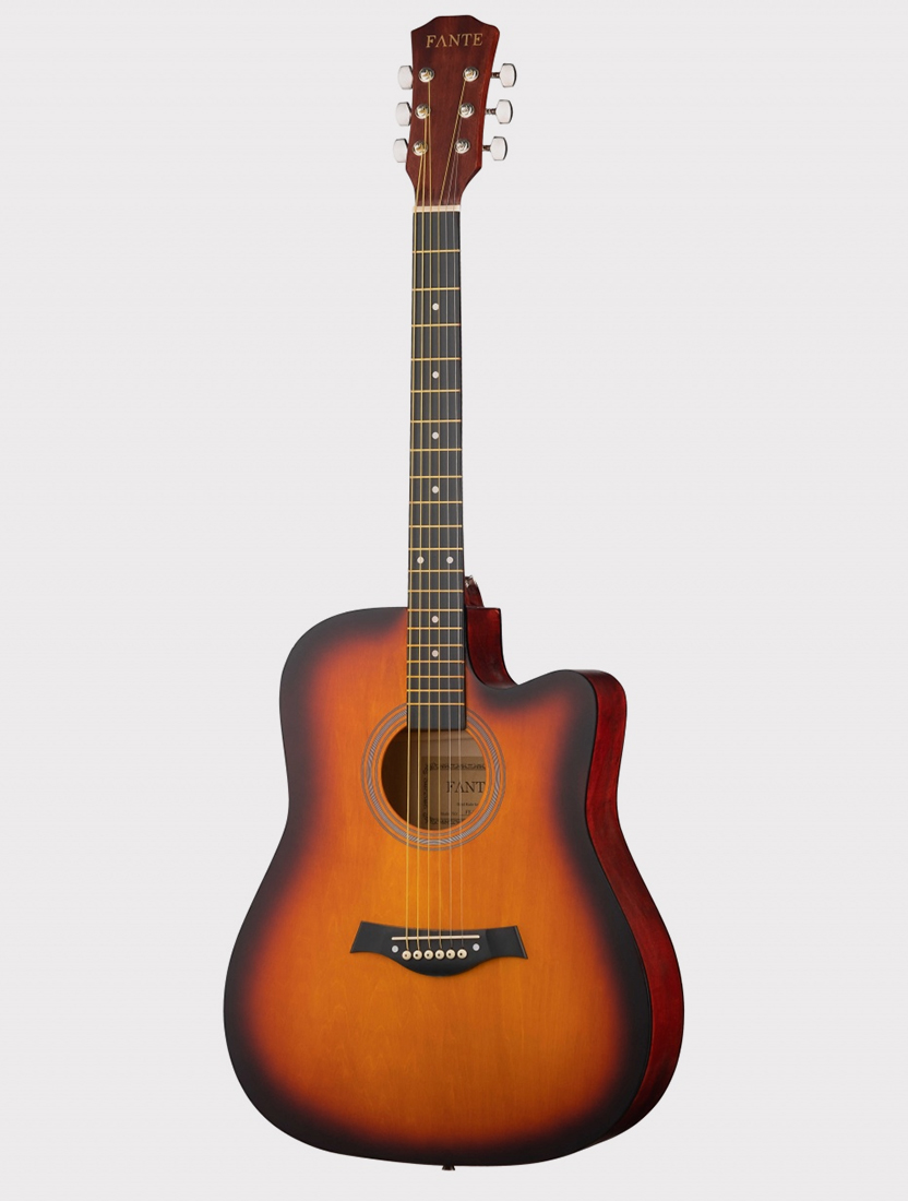 Акустическая гитара Fante FT-221-3TS, 41" с вырезом, желто-коричневый санберст