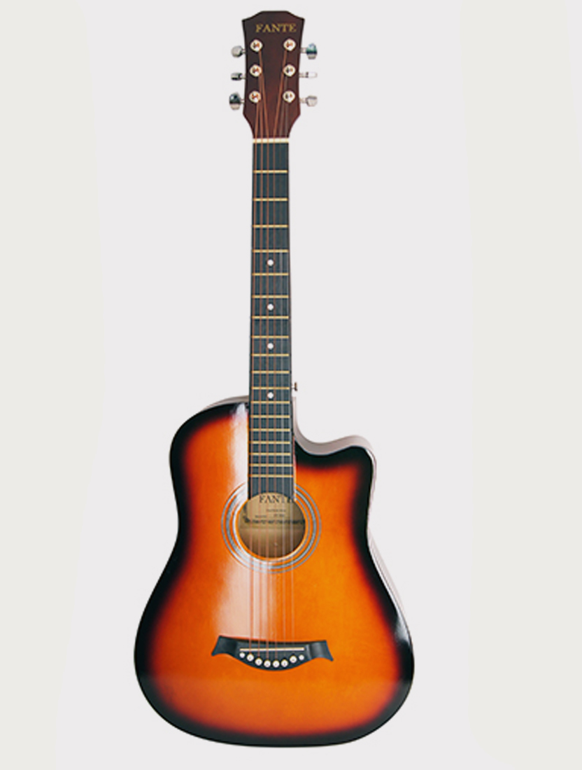 Акустическая гитара Fante 38" с вырезом желто-коричневый санберст