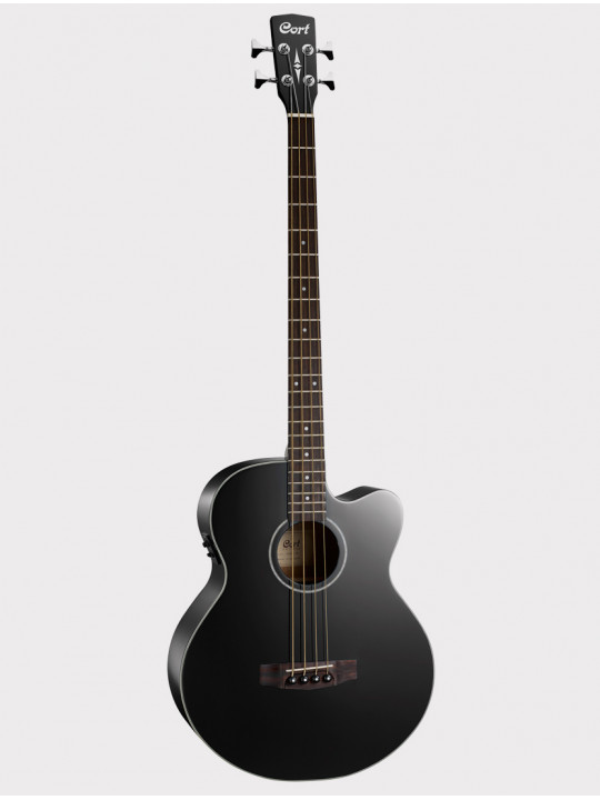 Электроакустическая бас-гитара Cort AB850F-BK-BAG с вырезом, черная, с чехлом