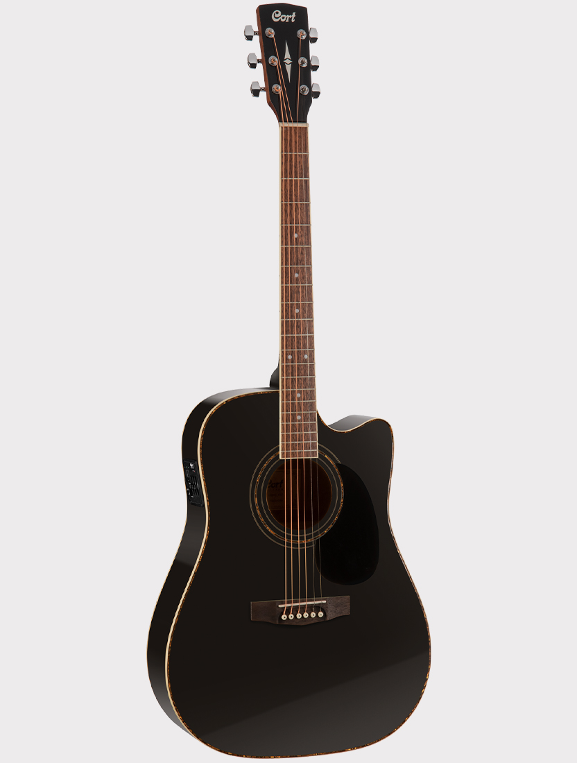 Электроакустическая гитара Cort Standard Series с вырезом, черная, с чехлом