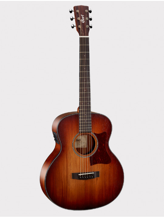 Электроакустическая гитара 3/4 Cort CJ Series с чехлом, черное дерево