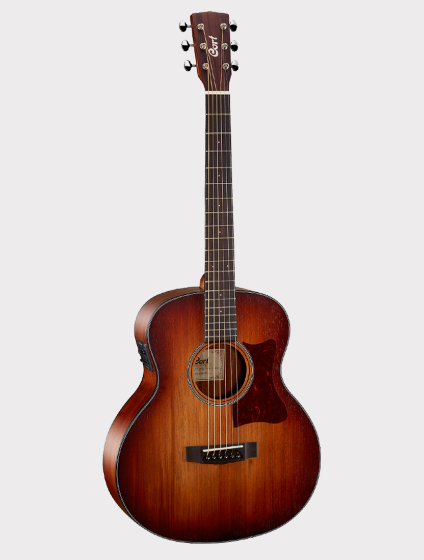 Электроакустическая гитара 3/4 Cort CJ Series с чехлом, черное дерево
