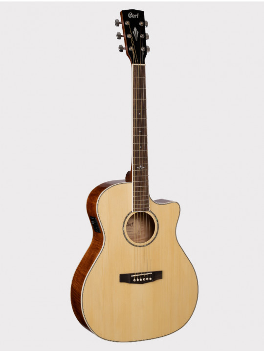Электроакустическая гитара с вырезом Cort Grand Regal Series, натуральное дерево