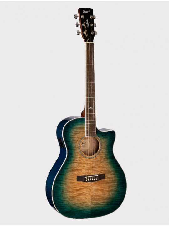 Электроакустическая гитара с вырезом Cort Grand Regal Series, сине-черная волна