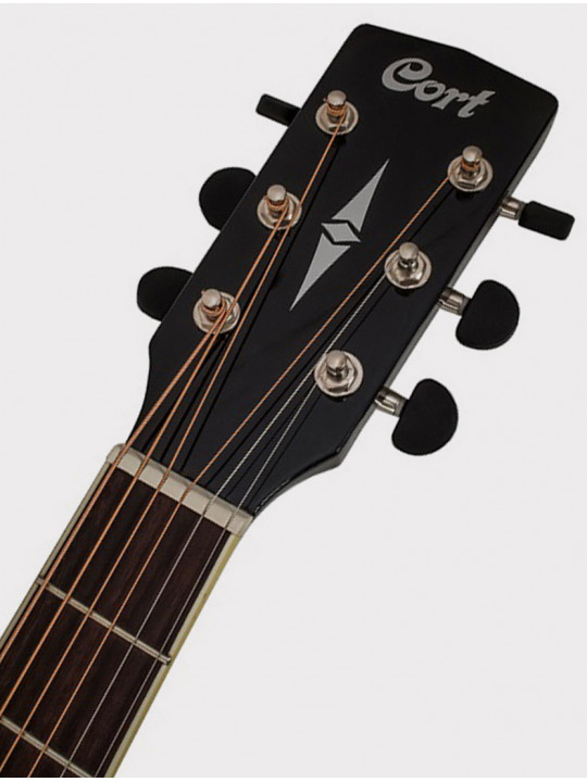 Электроакустическая гитара с вырезом Cort Grand Regal Series, массив ели - красное дерево, черная