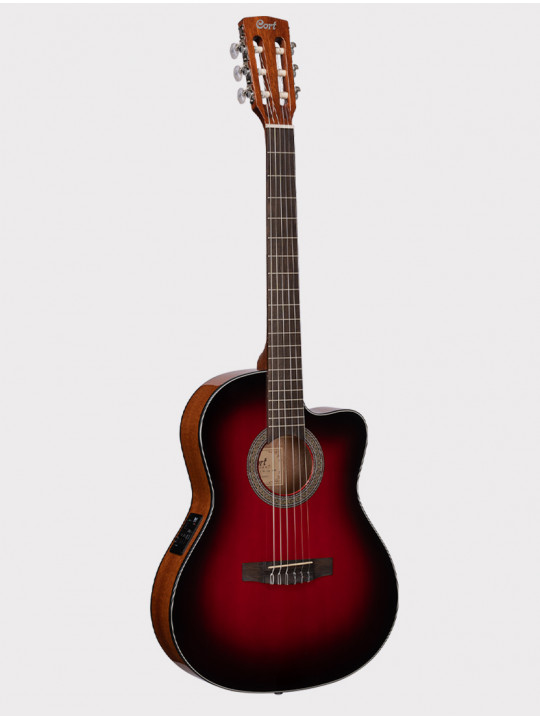 Классическая гитара Cort Jade Series со звукоснимателем, красно-черный санберст