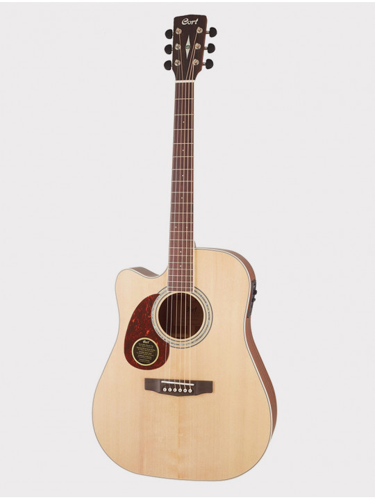 Электроакустическая гитара леворукая Cort MR Series, с вырезом, массив ели - красное дерево