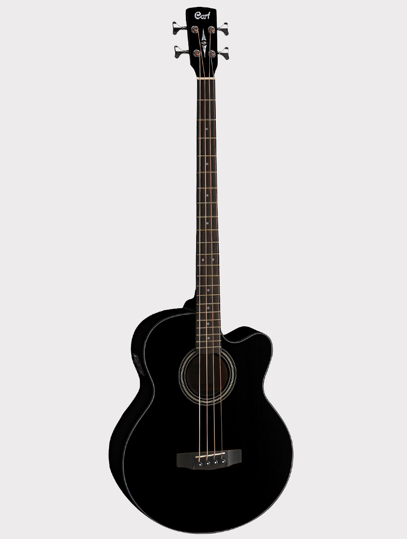 Электроакустическая бас-гитара Cort SJB5F-BK черная, с чехлом Acoustic Bass Series